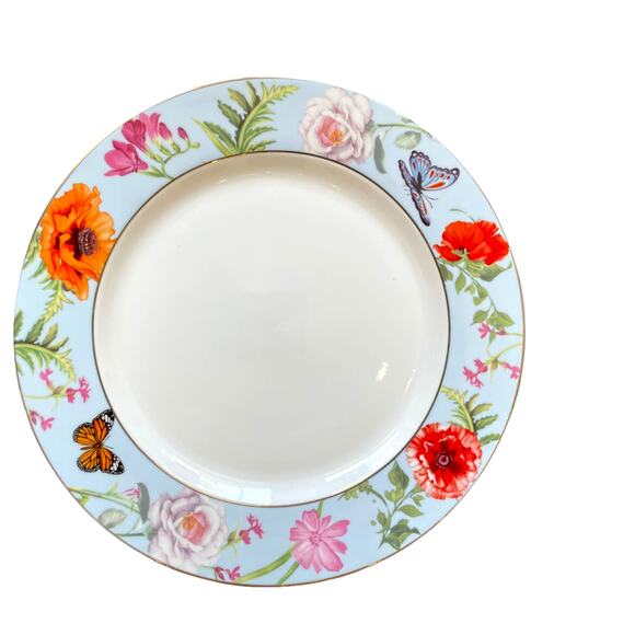 Grace Teaware Blue Floral Fine Porcelain Dinner Plates 10.5in Set of 4 NEW - Picture 3 of 6